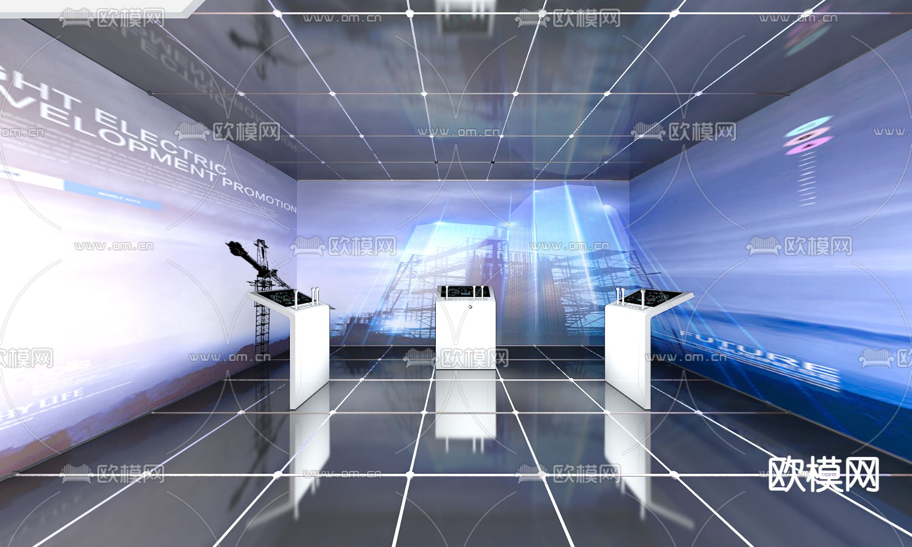 现代科技展厅su模型下载（渲染图2）
