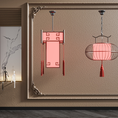  中式装饰灯 灯笼su模型 