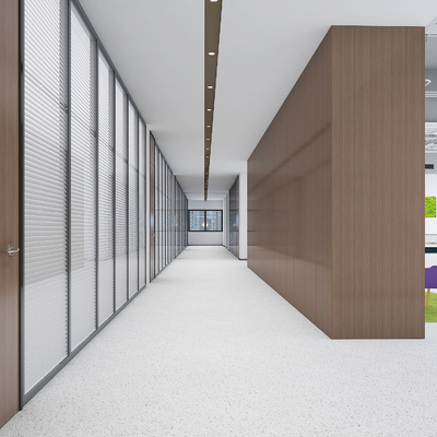  现代办公室过道su模型 