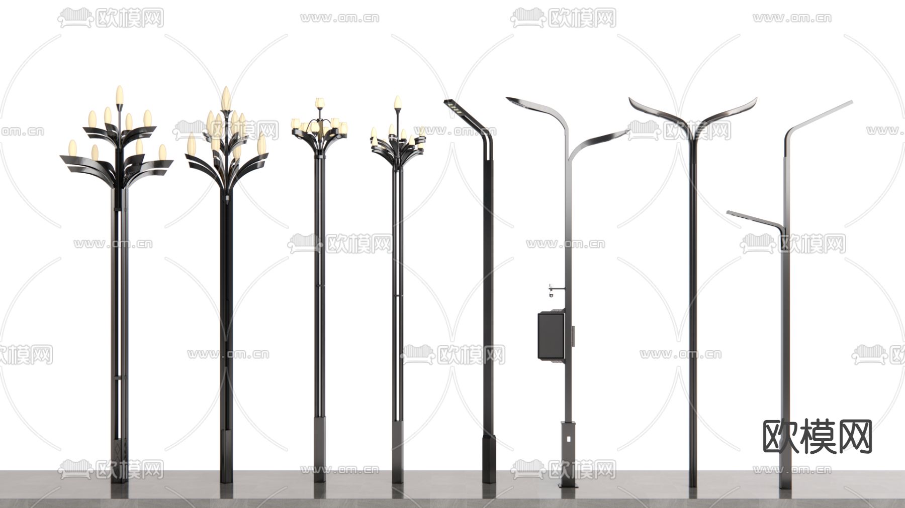 现代路灯 户外灯su模型下载（渲染图1）