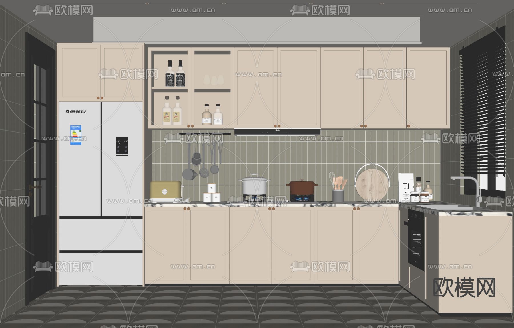 法式厨房su模型下载（渲染图2）