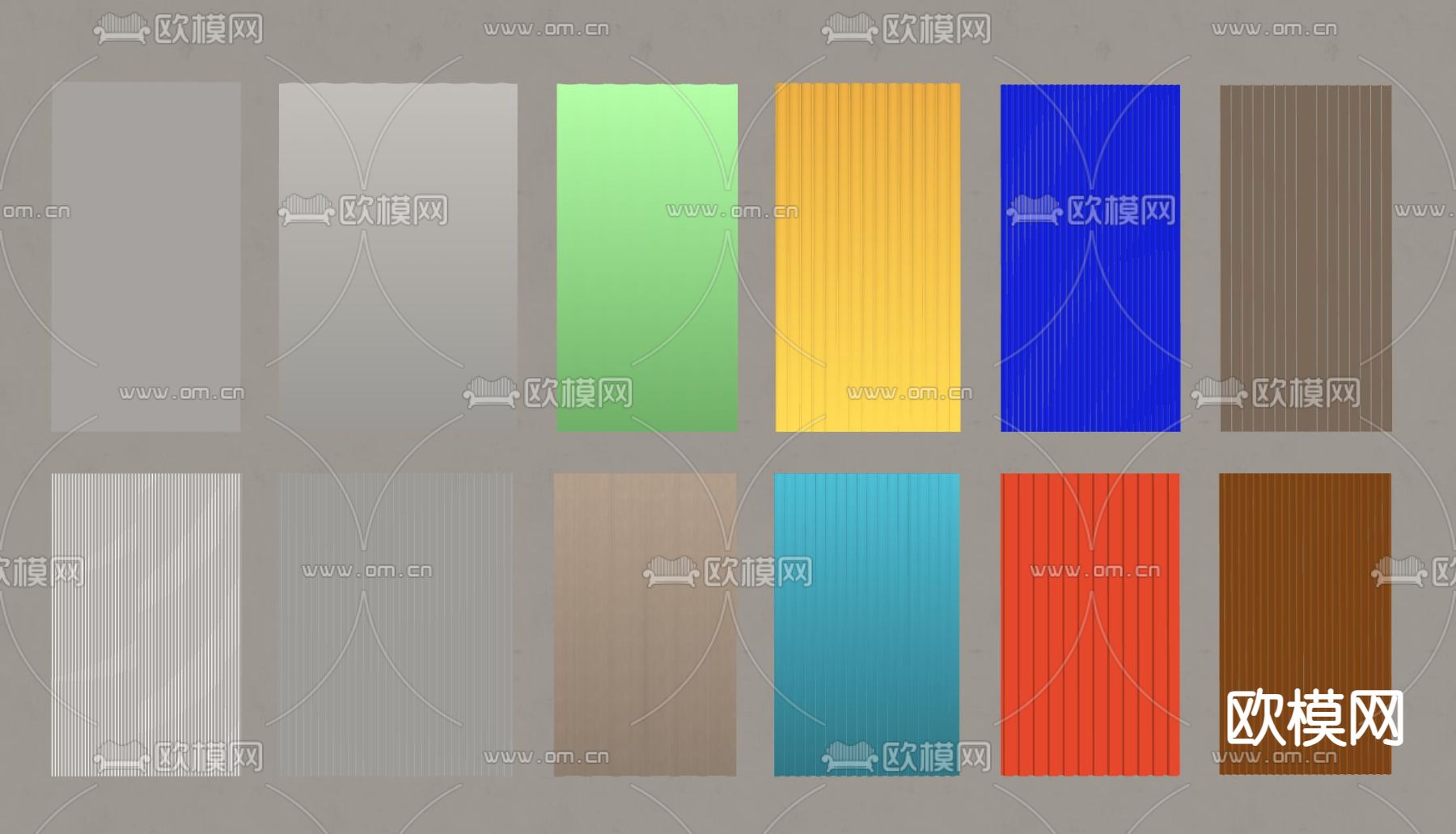 现代护墙板 格栅板su模型下载（渲染图2）