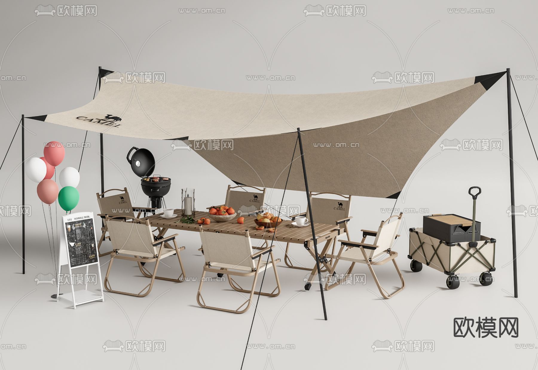 露营帐篷 户外桌椅 折叠桌椅su模型