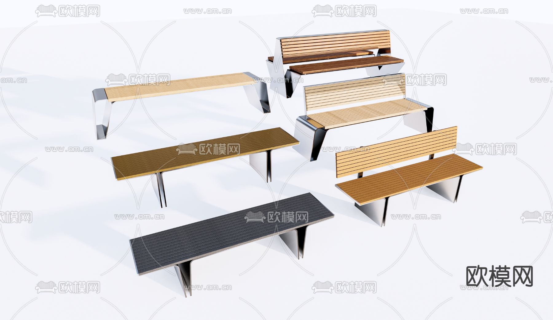 景观座椅 原木长凳 条凳su模型下载（渲染图3）
