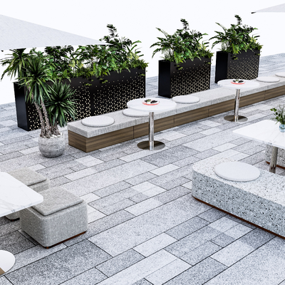  咖啡厅外摆su模型 