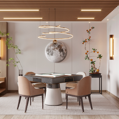  现代棋牌室 麻将室su模型 