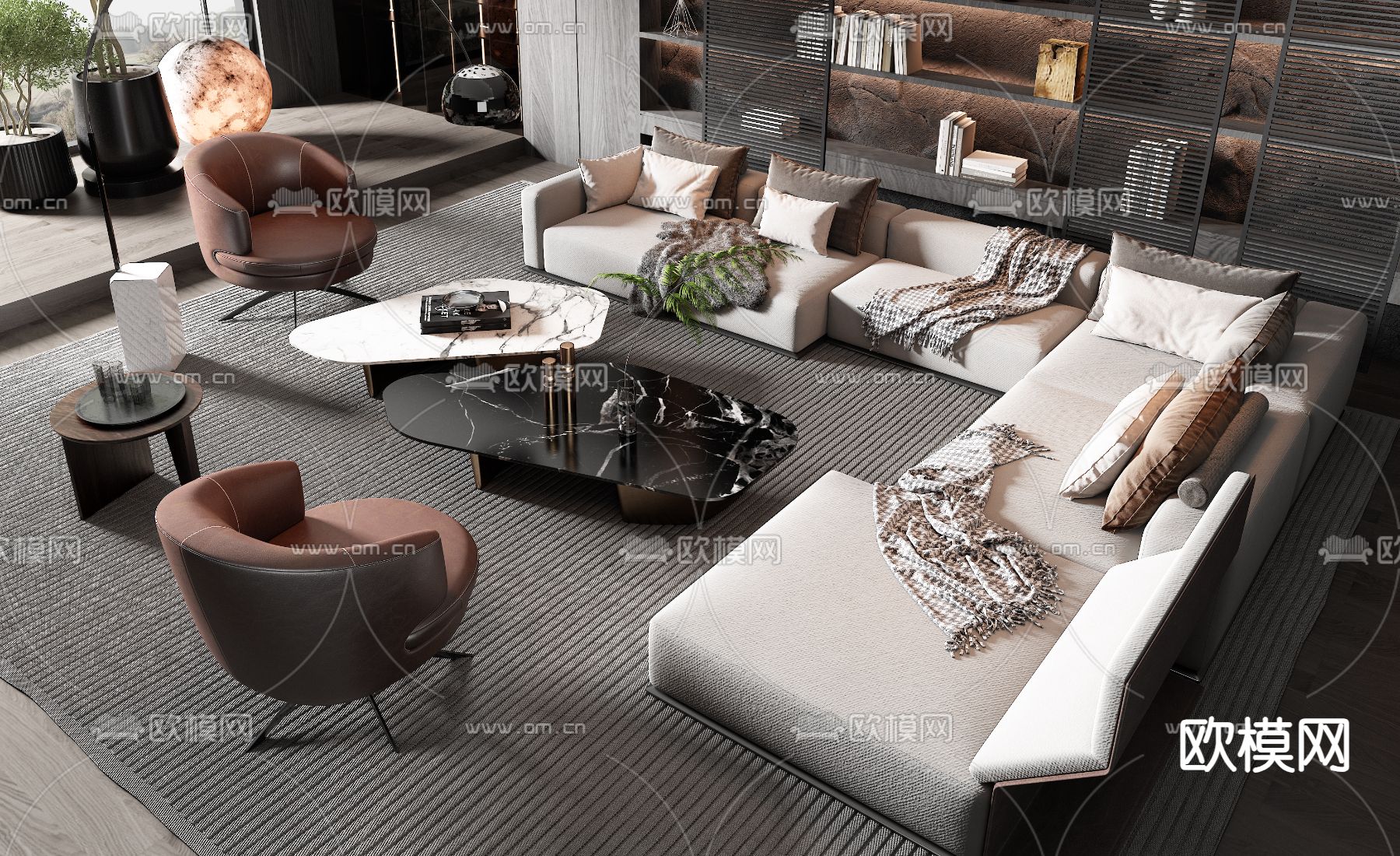 Poliform 组合沙发3d模型下载（渲染图2）