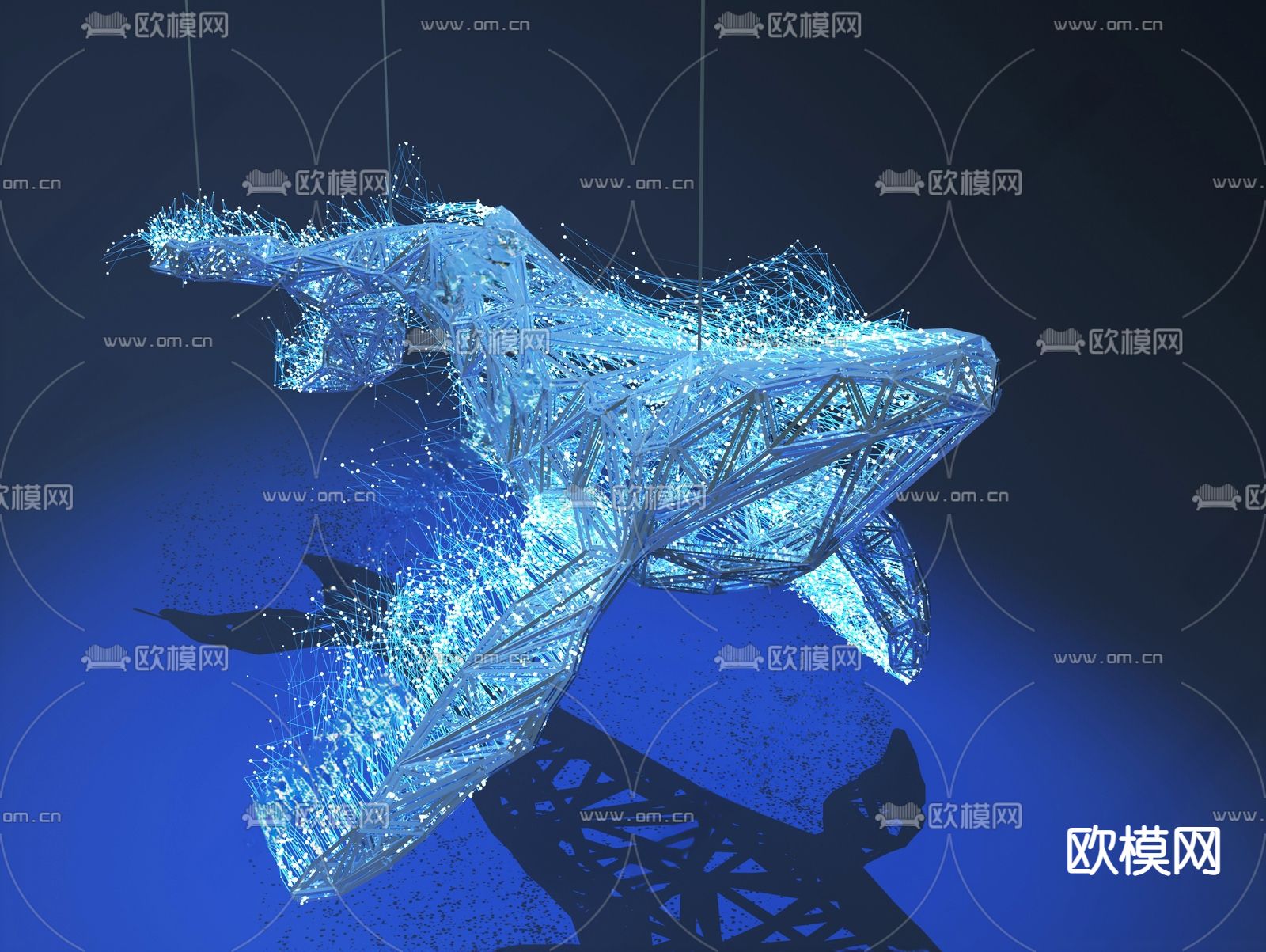 现代鲸鱼雕塑su模型下载（渲染图1）