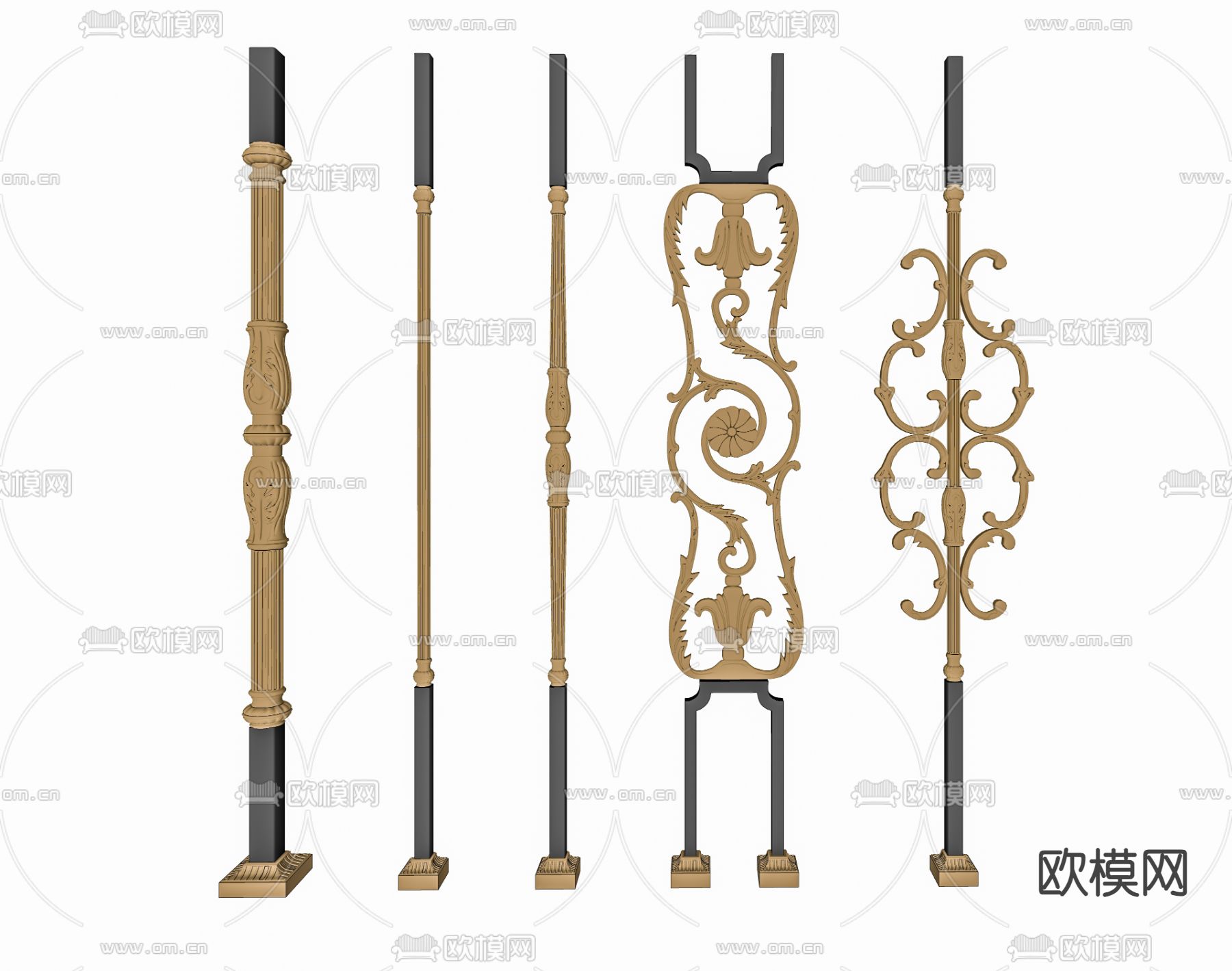 欧式古典栏杆su模型下载（渲染图2）