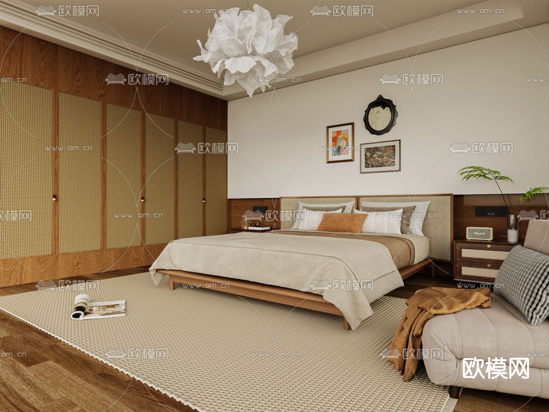 中古风卧室 主卧su模型下载（渲染图1）