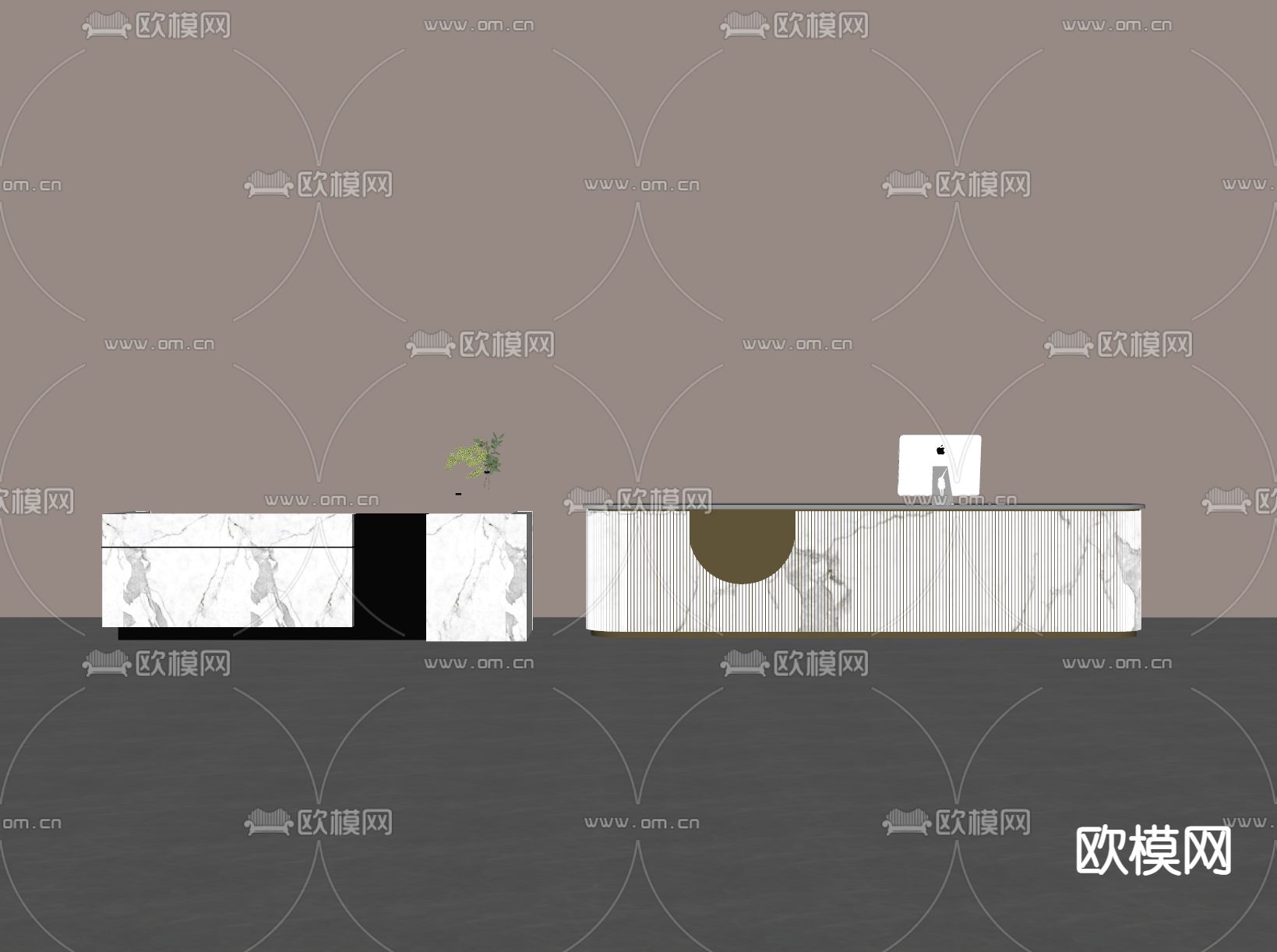 接待台 服务台su模型下载（渲染图2）