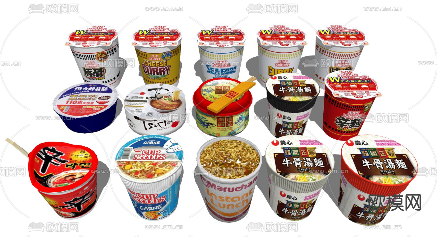 方便面 面条 食物 美食su模型下载（渲染图1）