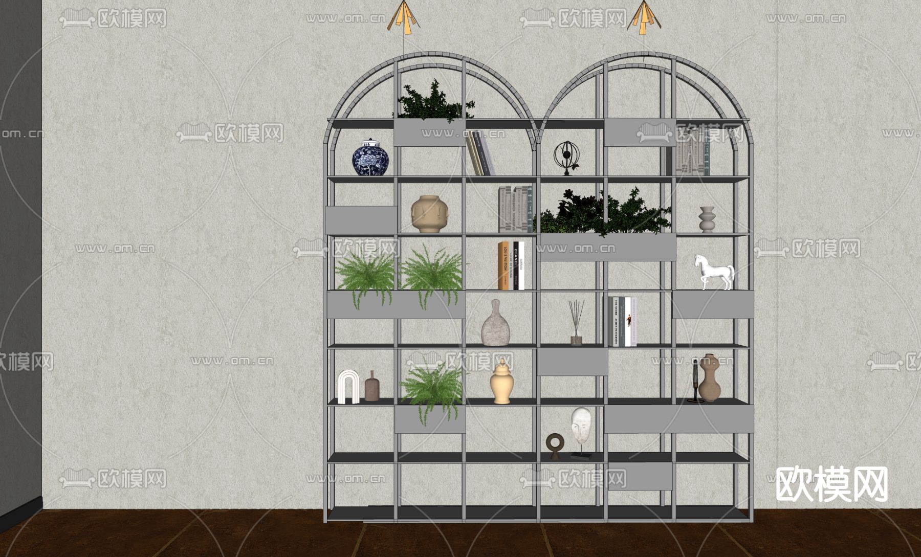 铁艺书架su模型下载（渲染图2）