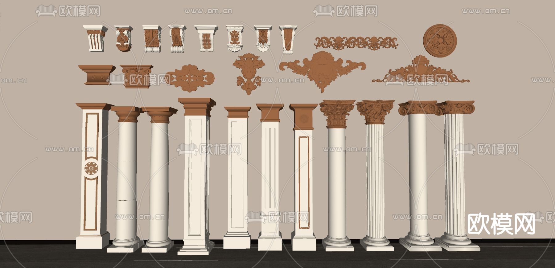 欧式罗马柱  柱子su模型下载（渲染图2）