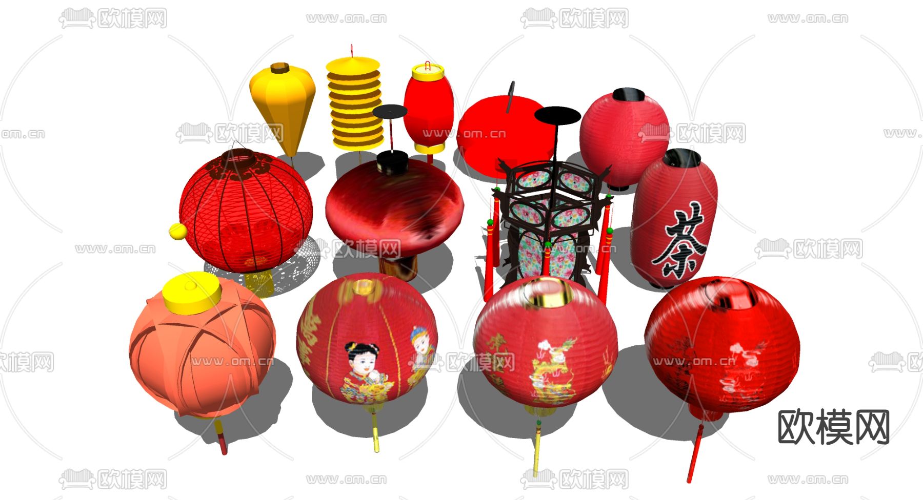春节灯笼su模型下载