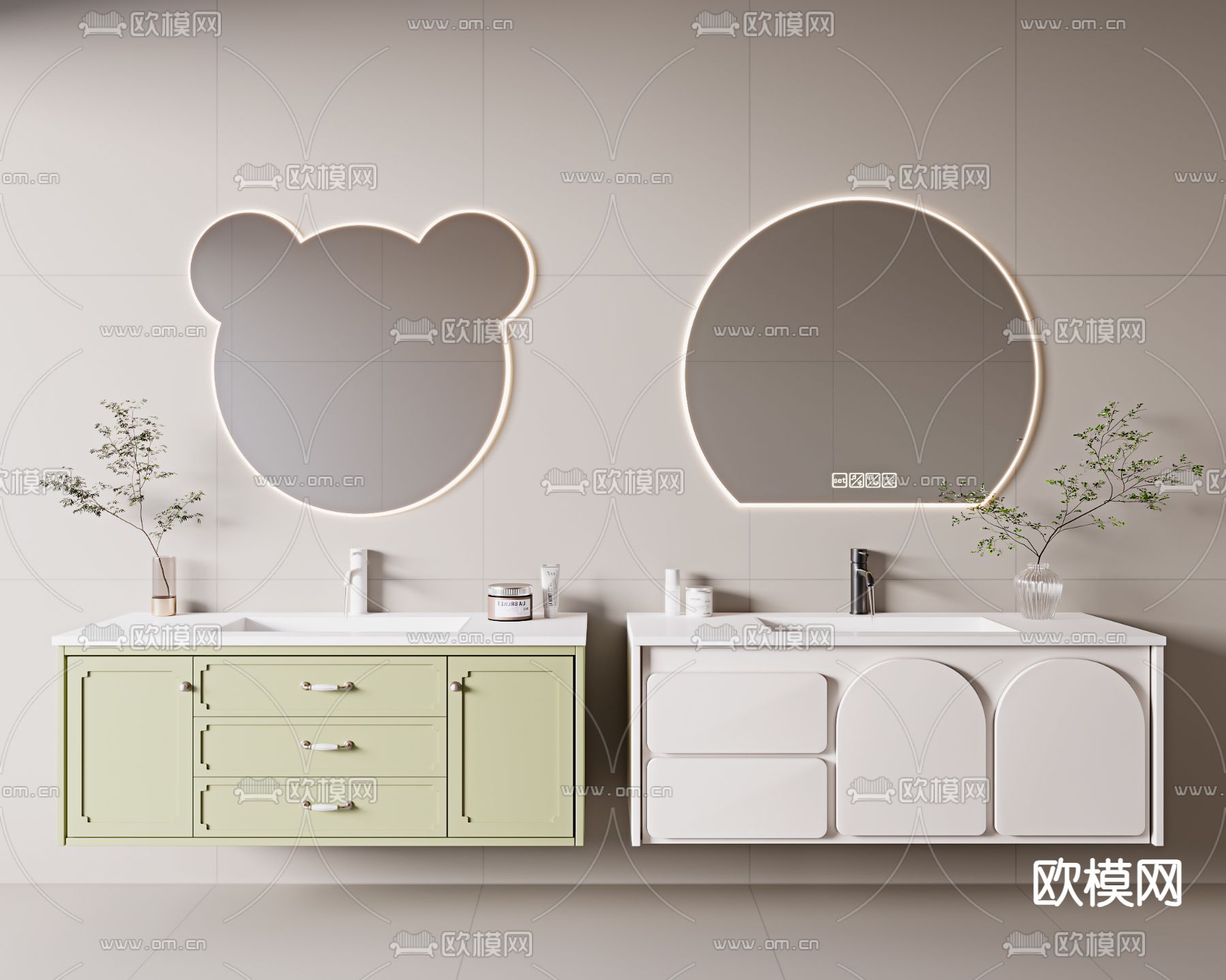 法式浴室柜 台盆 洗手台3d模型下载