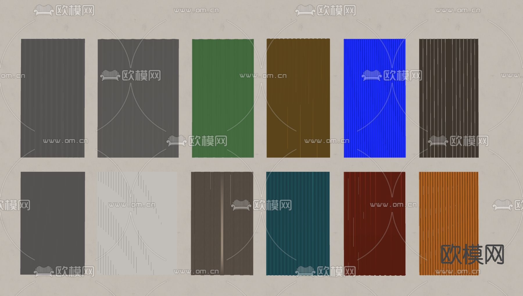 现代护墙板 格栅板su模型下载（渲染图3）