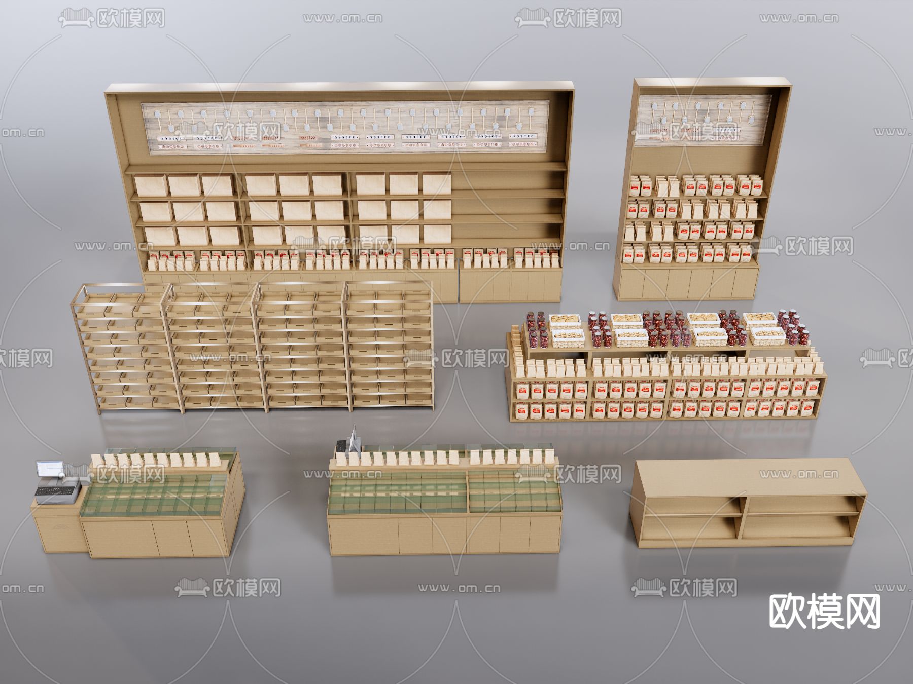 货架 展柜 展台 干货柜su模型