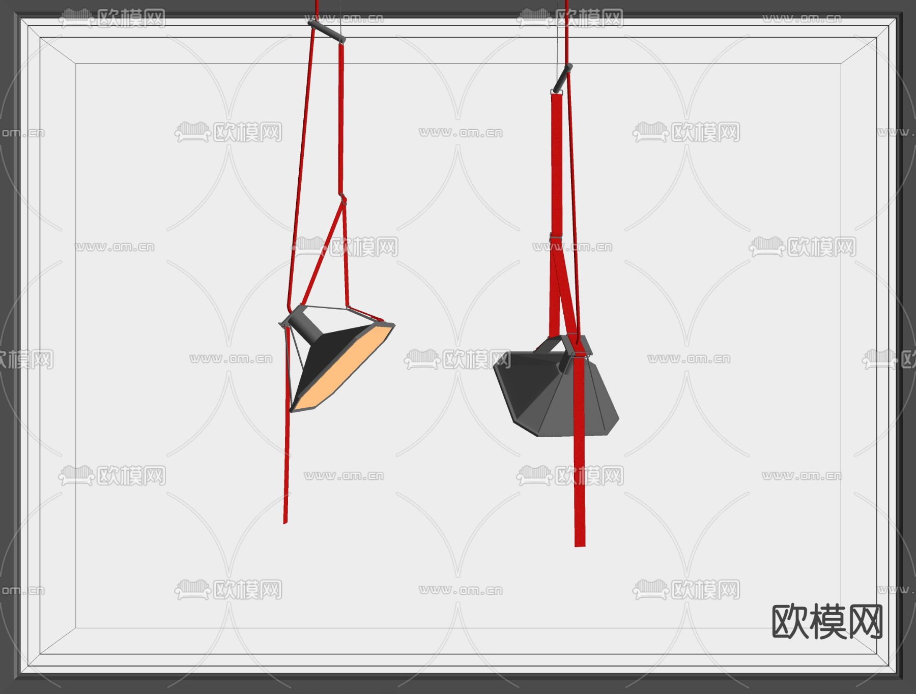 金属吊灯 皮带吊灯su模型下载（渲染图2）