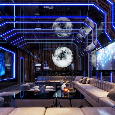  现代KTV包厢su模型 