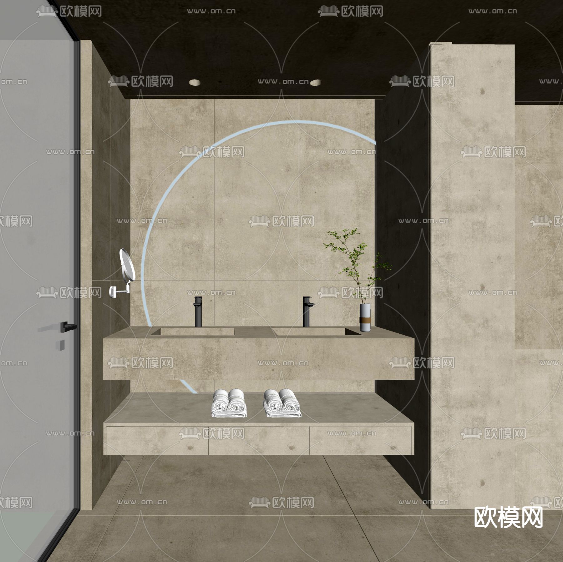 侘寂风卫生间su模型下载（渲染图2）