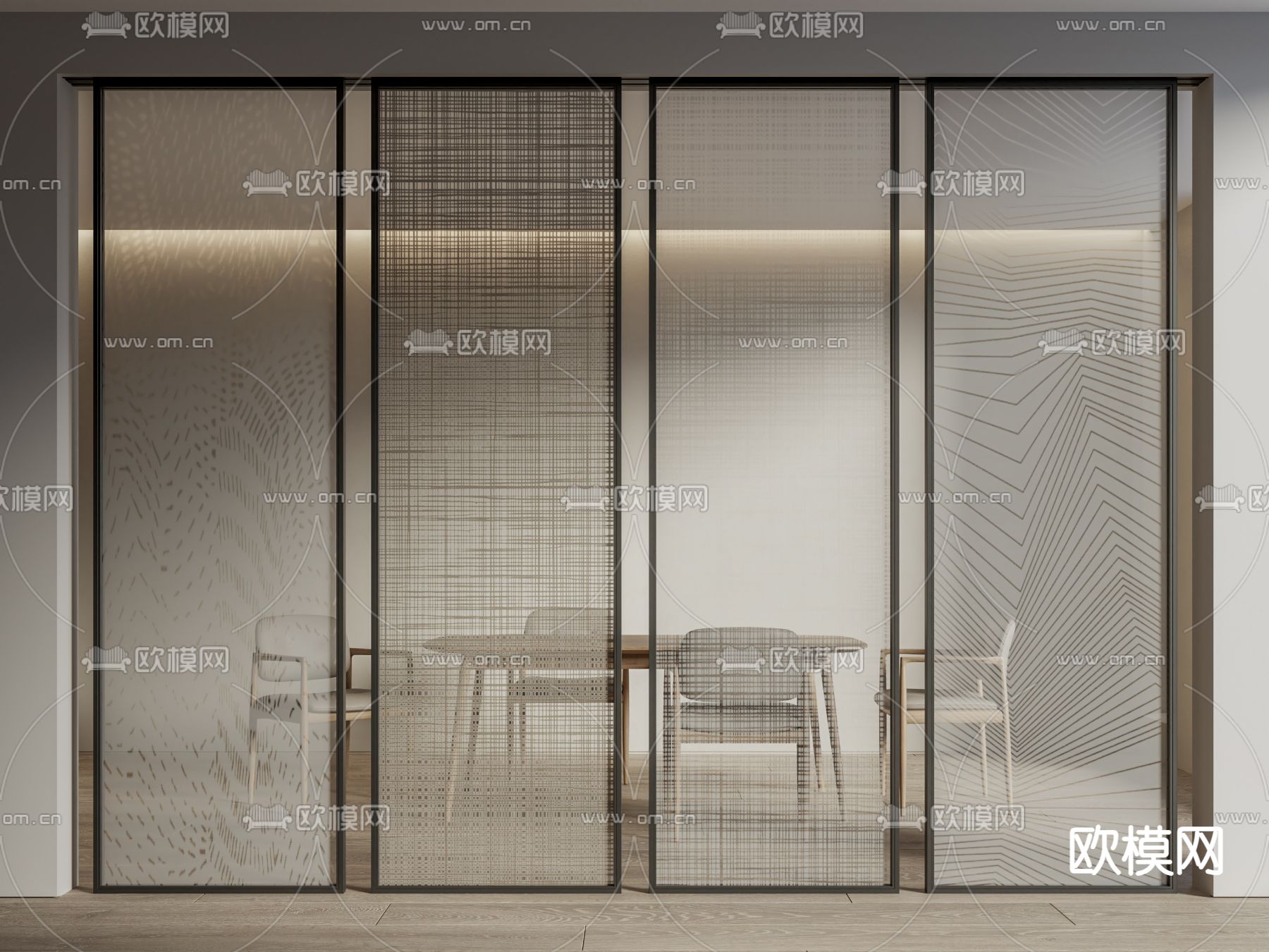 玻璃隔断su模型