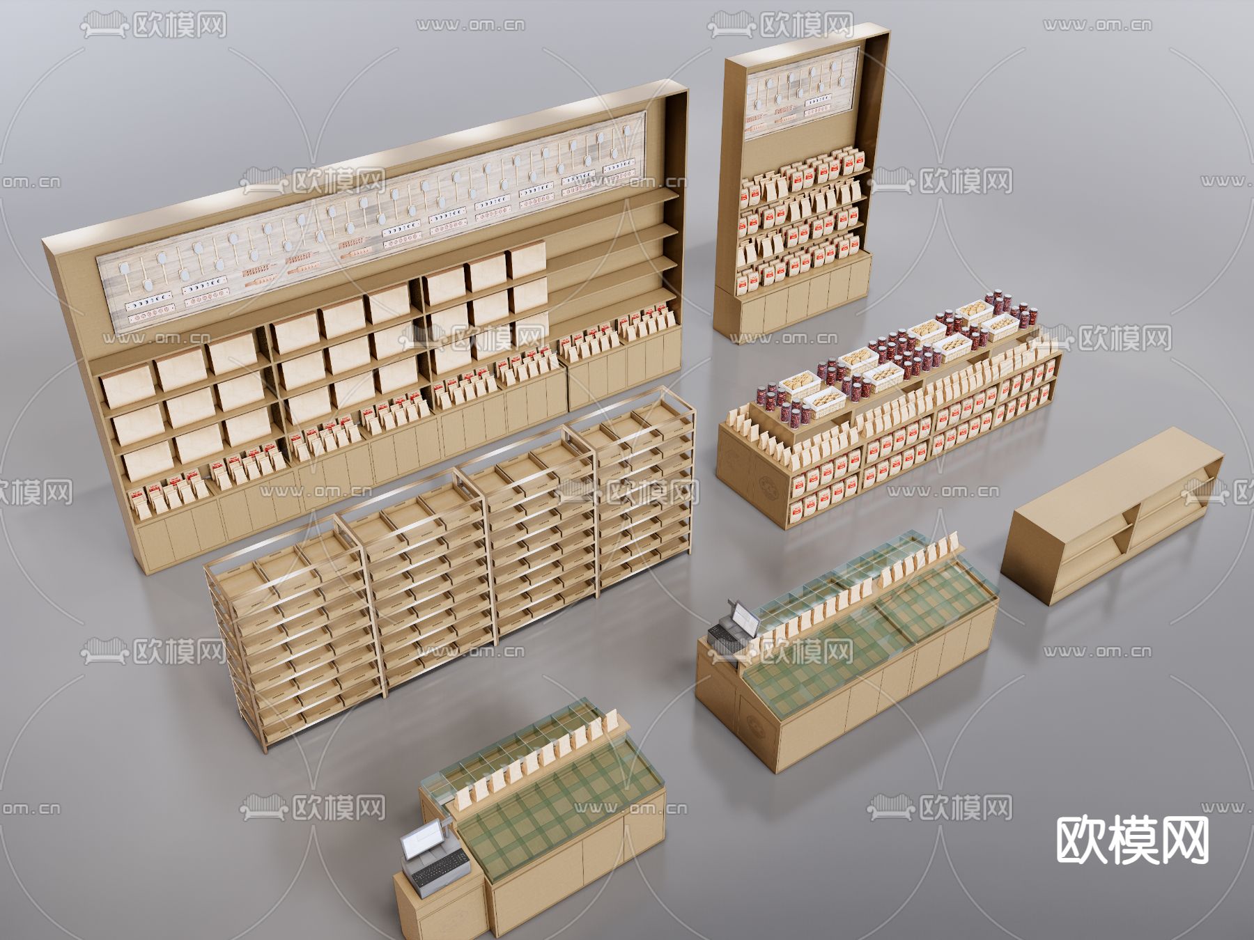 货架 展柜 展台 干货柜su模型