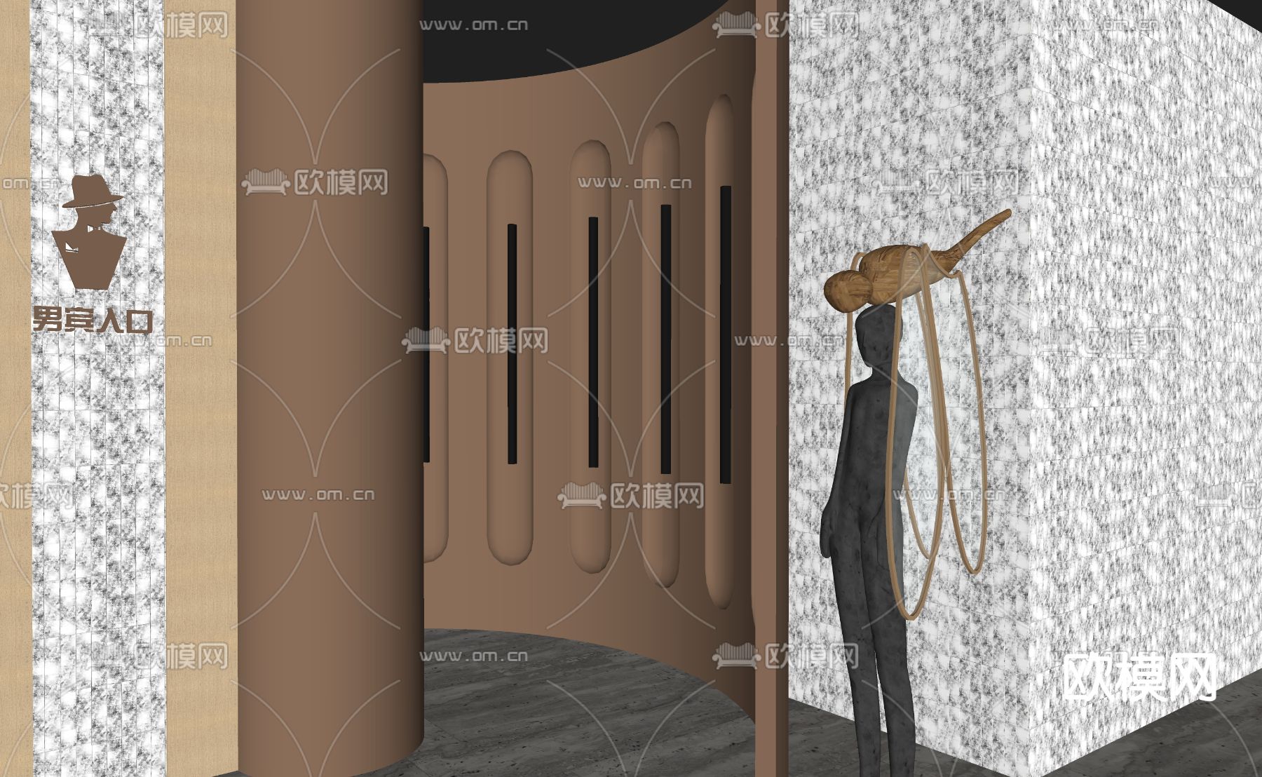 现代spa入户玄关su模型下载（渲染图1）