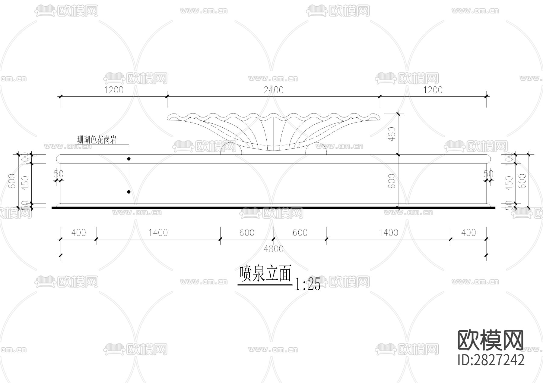 喷泉详图cad大样图下载（渲染图2）