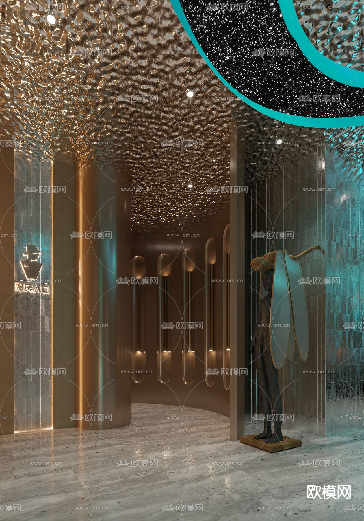 现代spa入户玄关su模型下载（渲染图2）