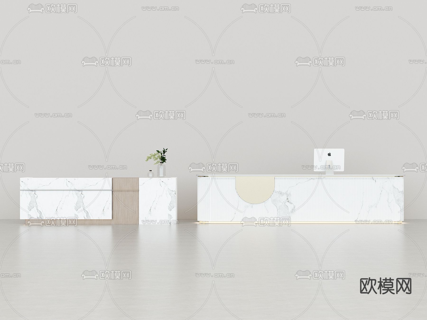 接待台 服务台su模型下载（渲染图1）