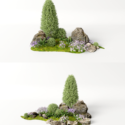  现代植物堆 球形灌木su模型 