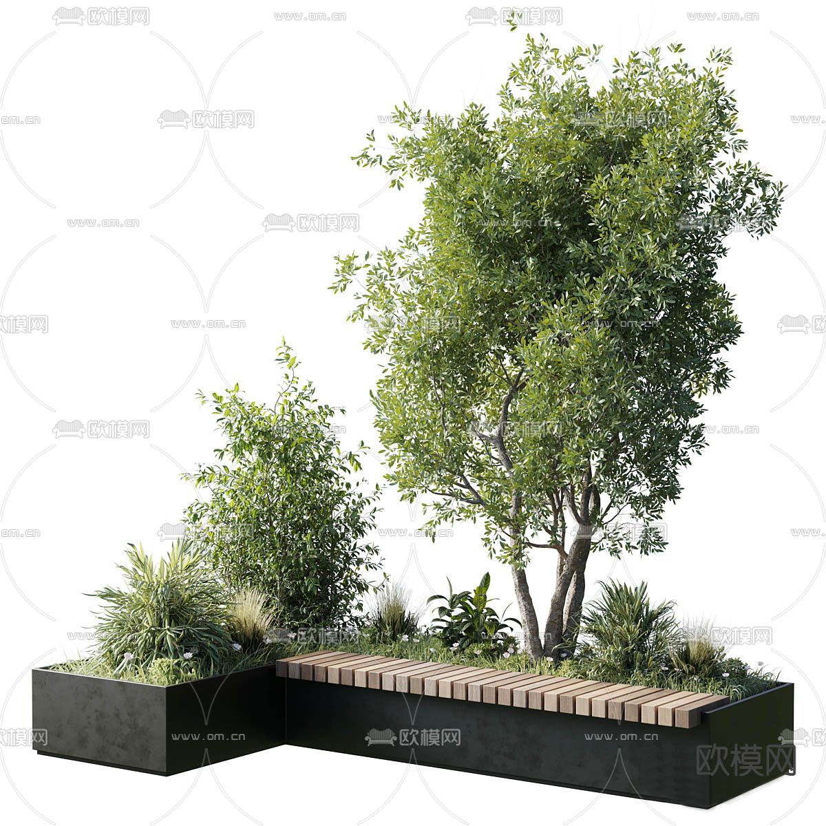 户外椅 树池椅 公园椅3d模型下载（渲染图3）