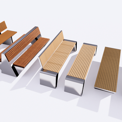  景观座椅 原木长凳 条凳su模型 