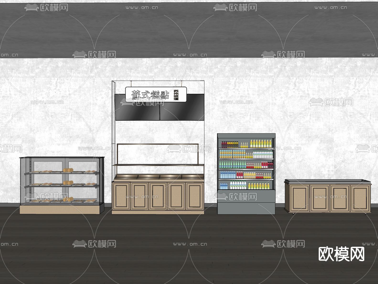 面包货柜 展柜su模型
