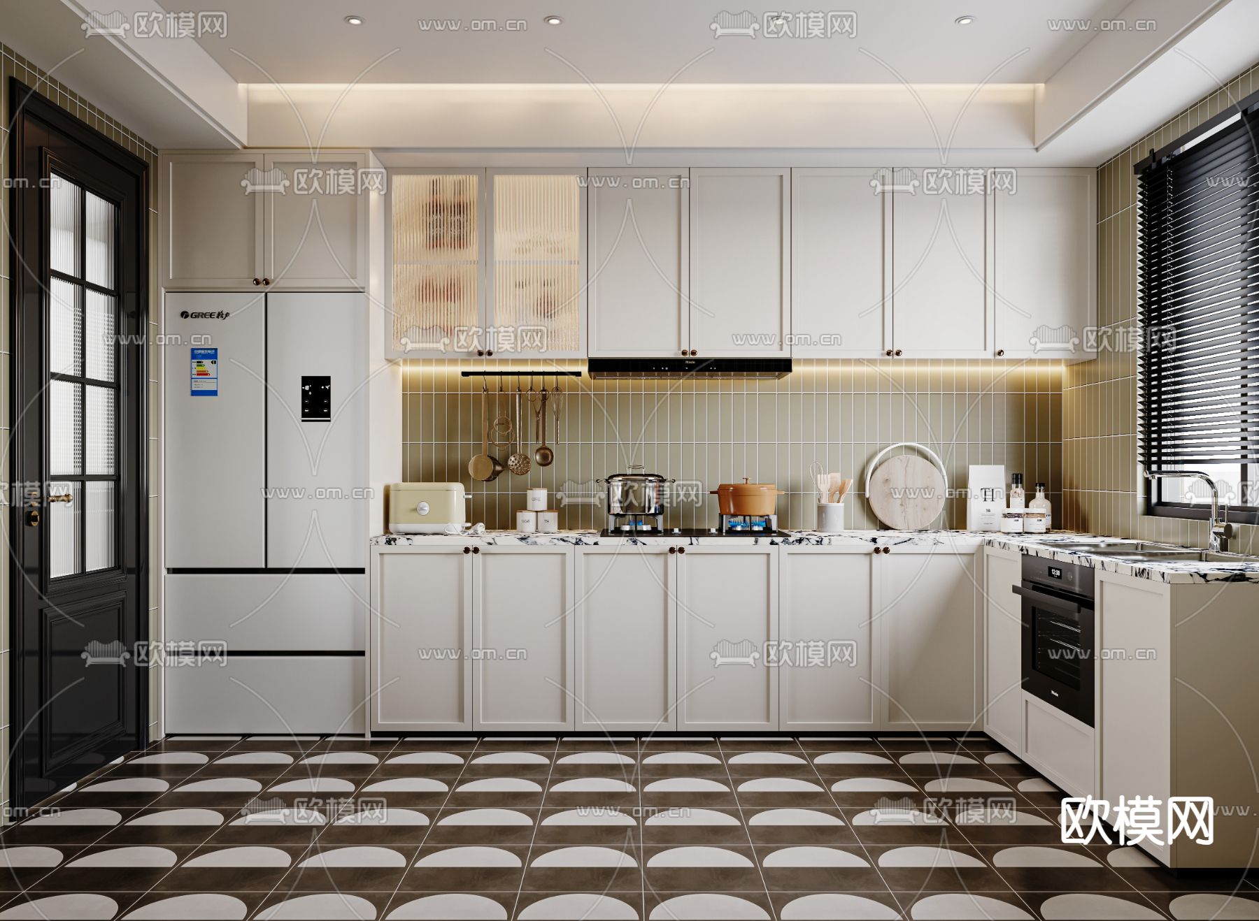 法式厨房su模型下载（渲染图1）