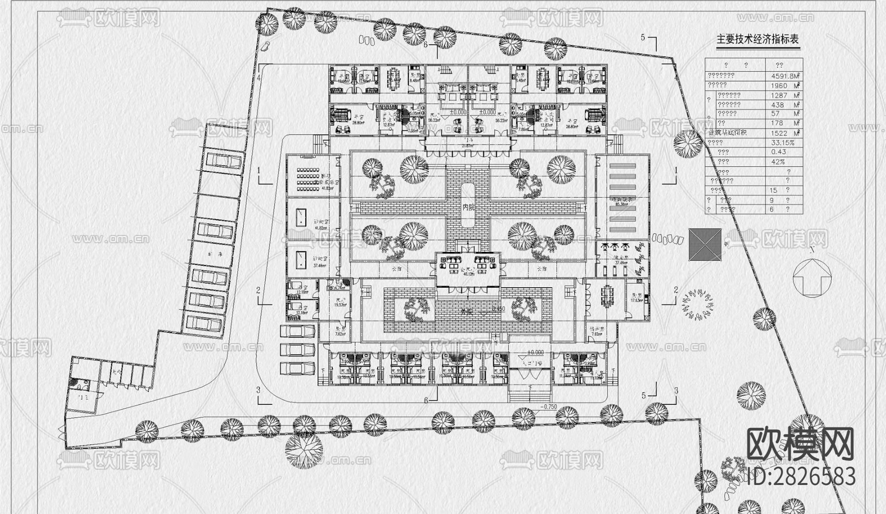 四合院cad施工图下载（渲染图7）