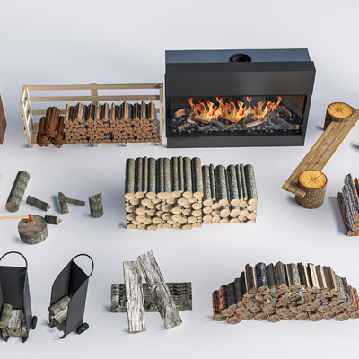  木桩 柴火堆 木柴su模型 