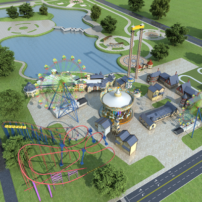  儿童游乐场 公园广场su模型 