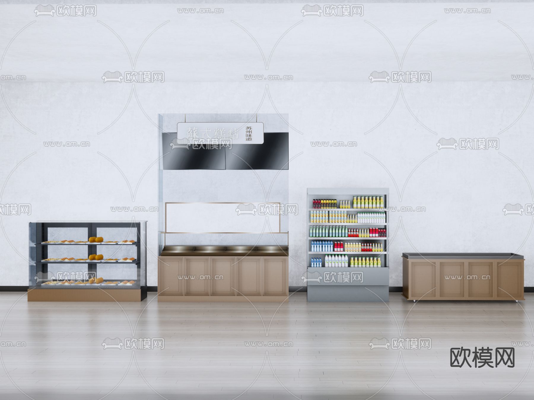 面包货柜 展柜su模型