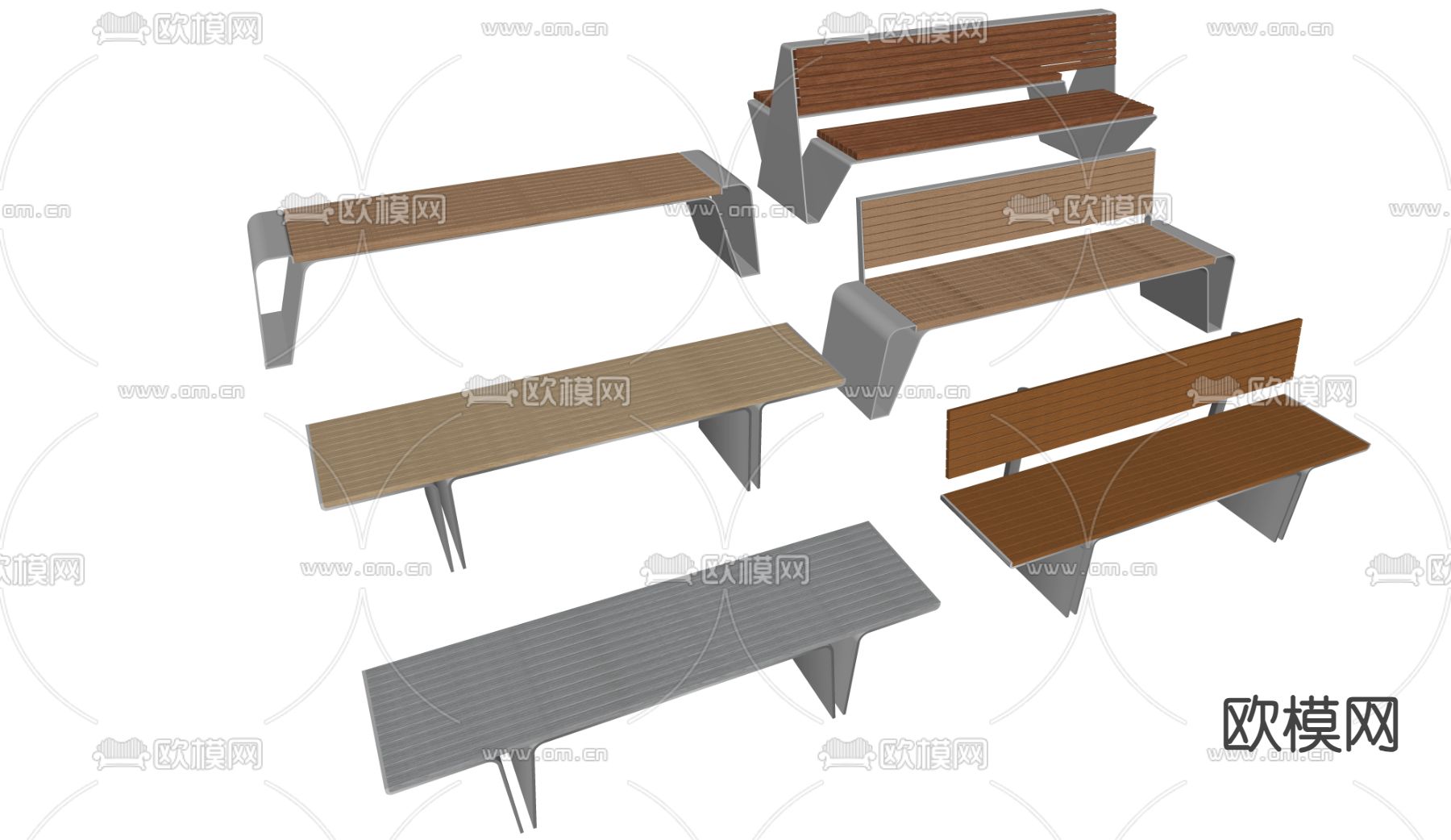 景观座椅 原木长凳 条凳su模型下载（渲染图2）