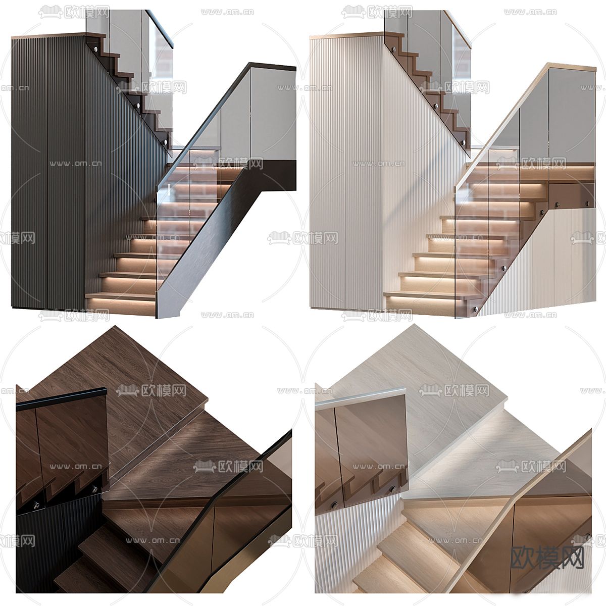 玻璃楼梯3d模型下载（渲染图1）