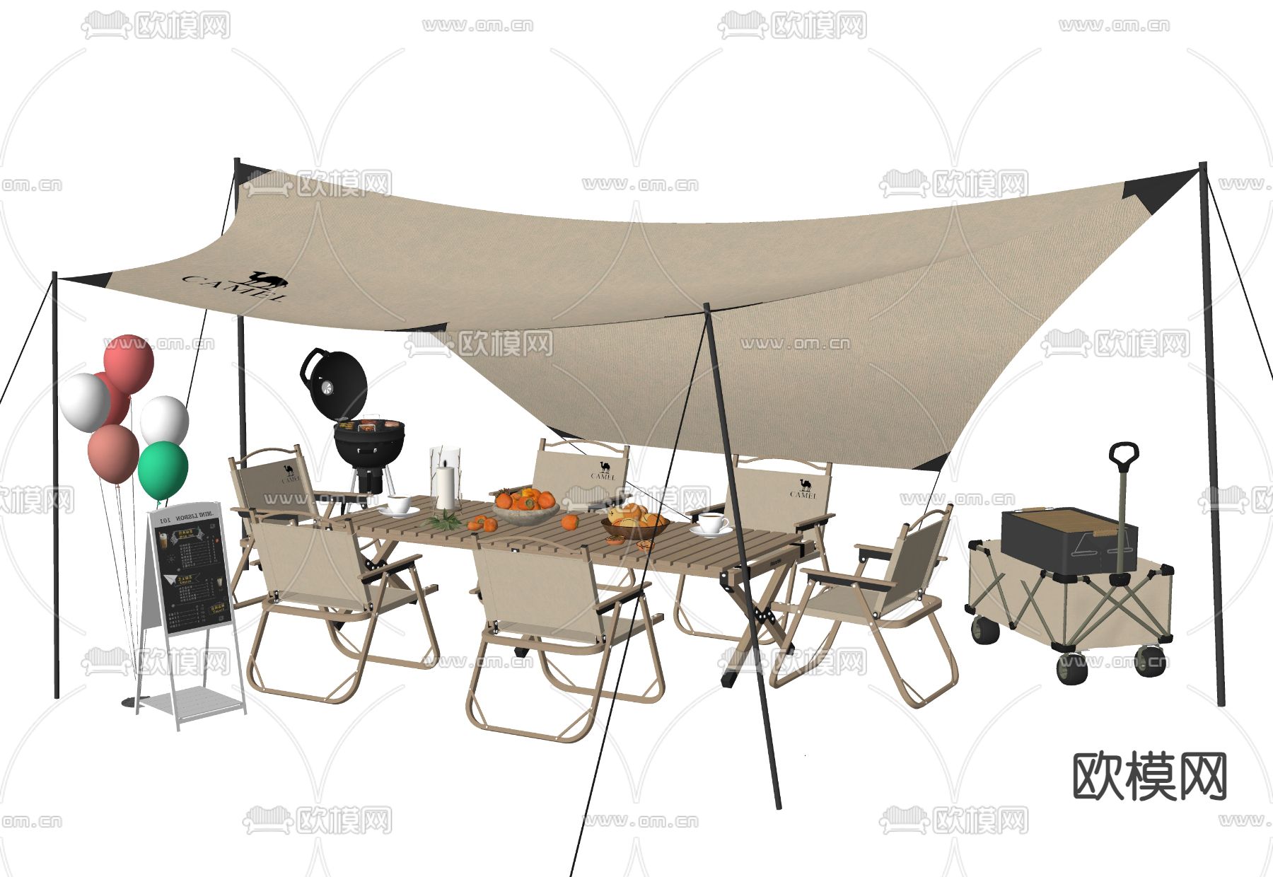 露营帐篷 户外桌椅 折叠桌椅su模型