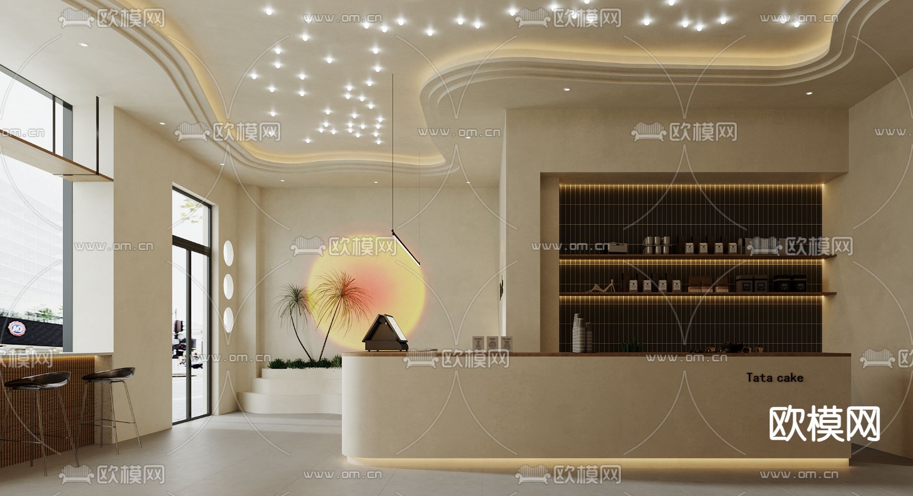 咖啡厅 蛋糕店 甜点店3d模型下载（渲染图2）