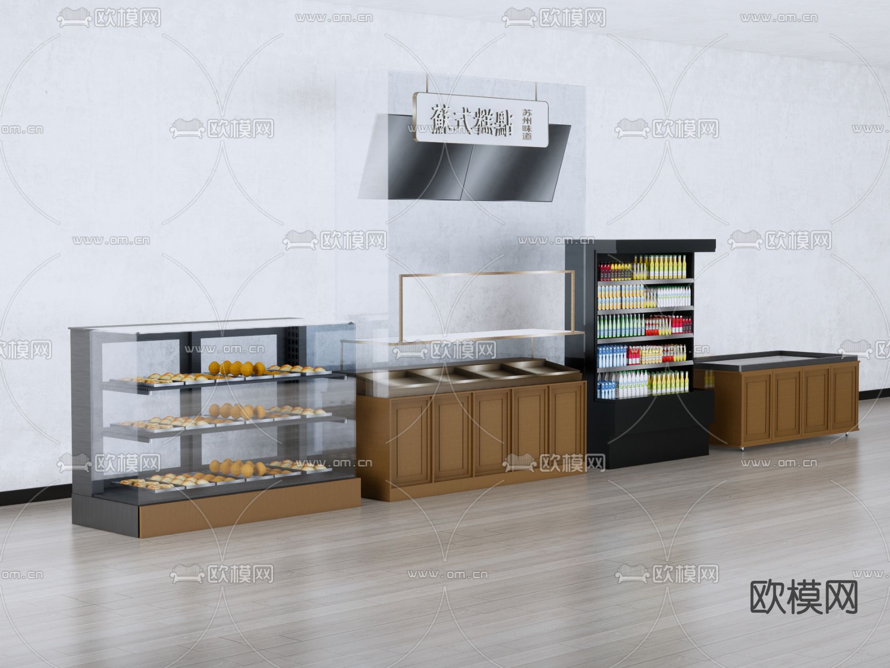 面包货柜 展柜su模型