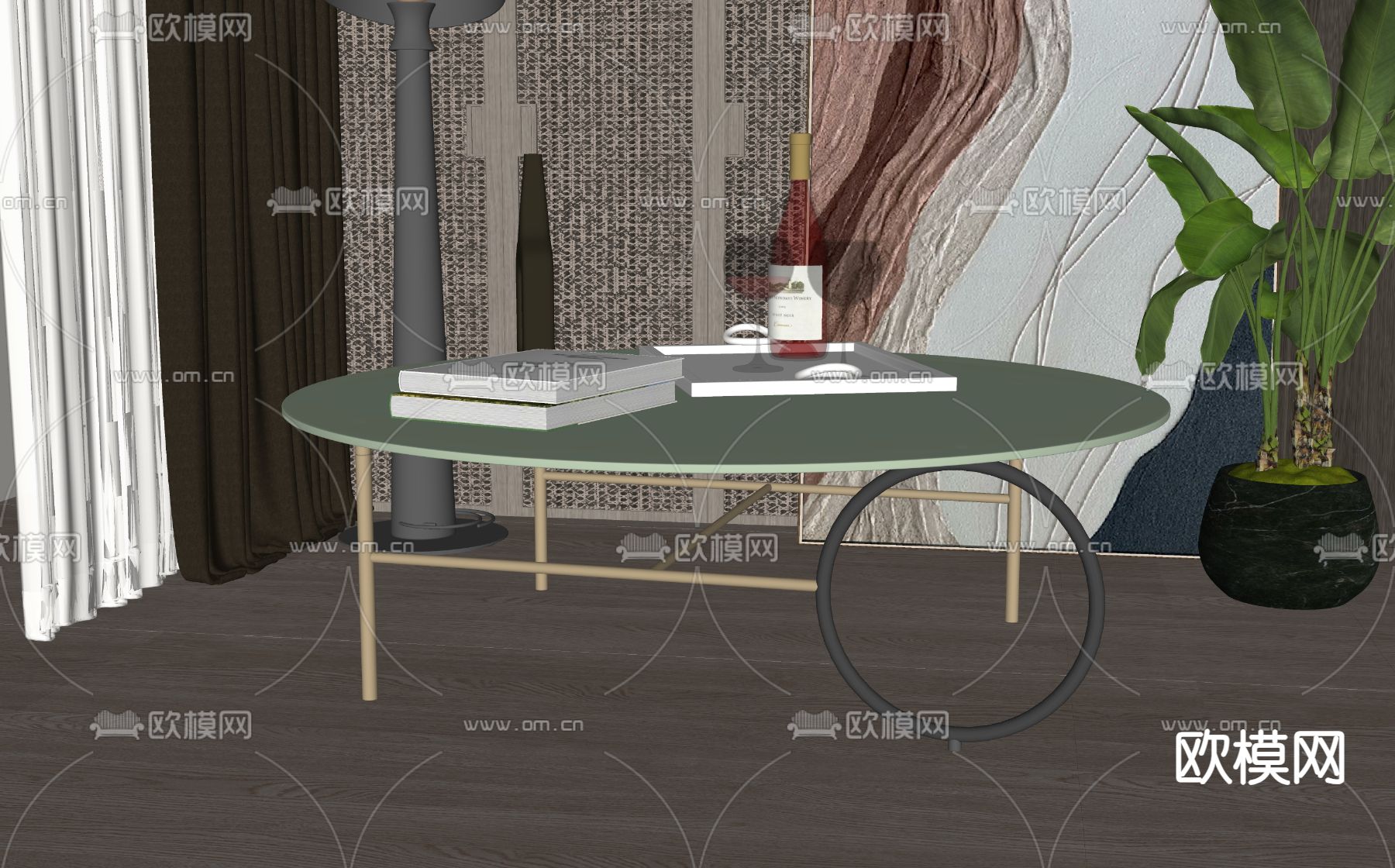 现代茶几su模型下载（渲染图2）