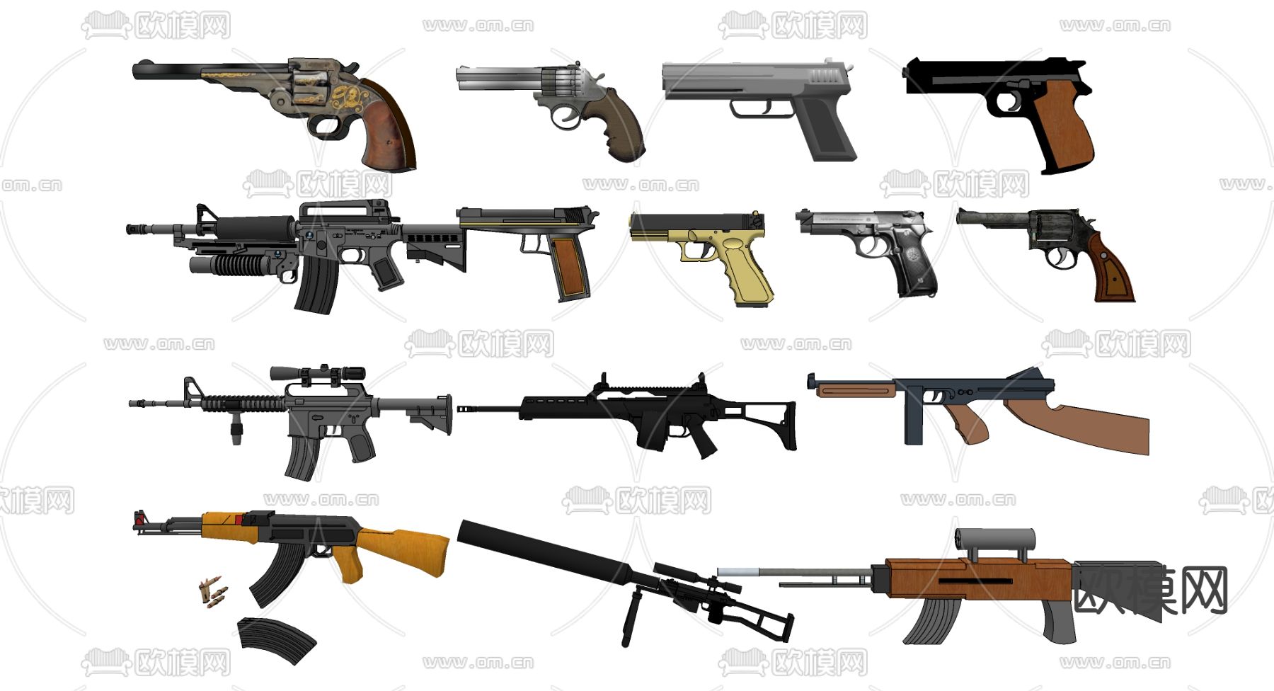 手枪 机关枪su模型下载