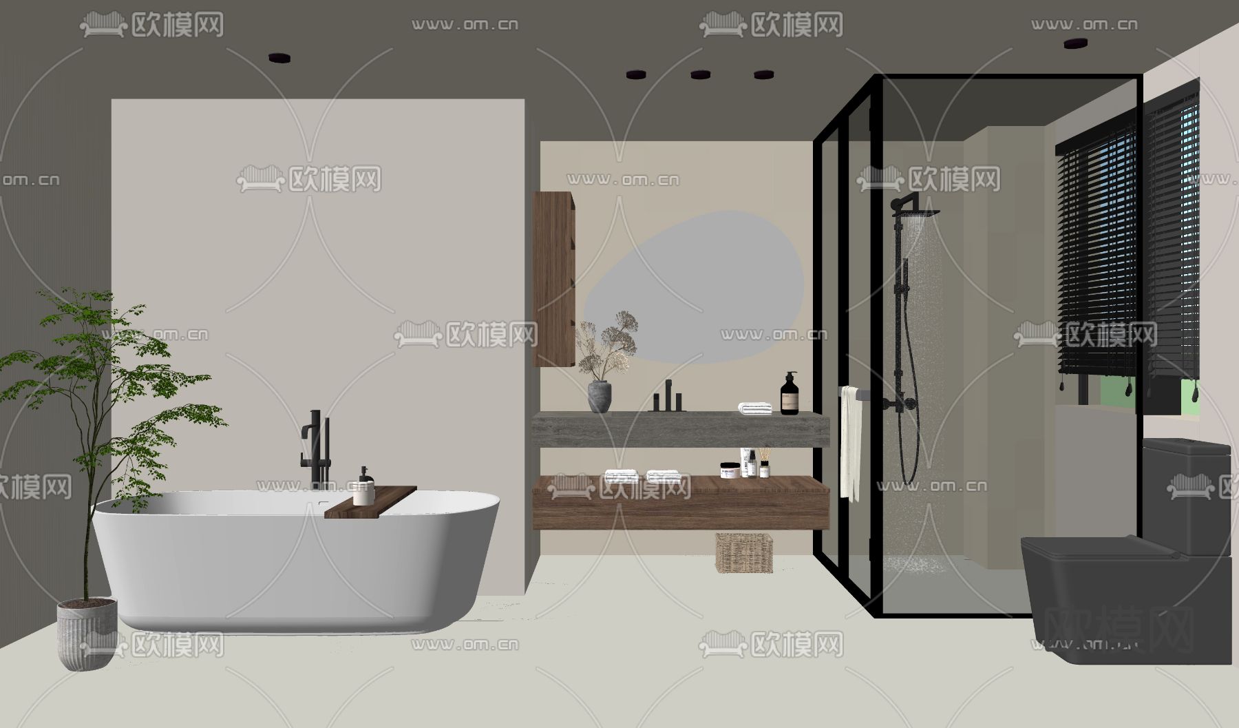 侘寂卫生间 浴室su模型下载（渲染图2）