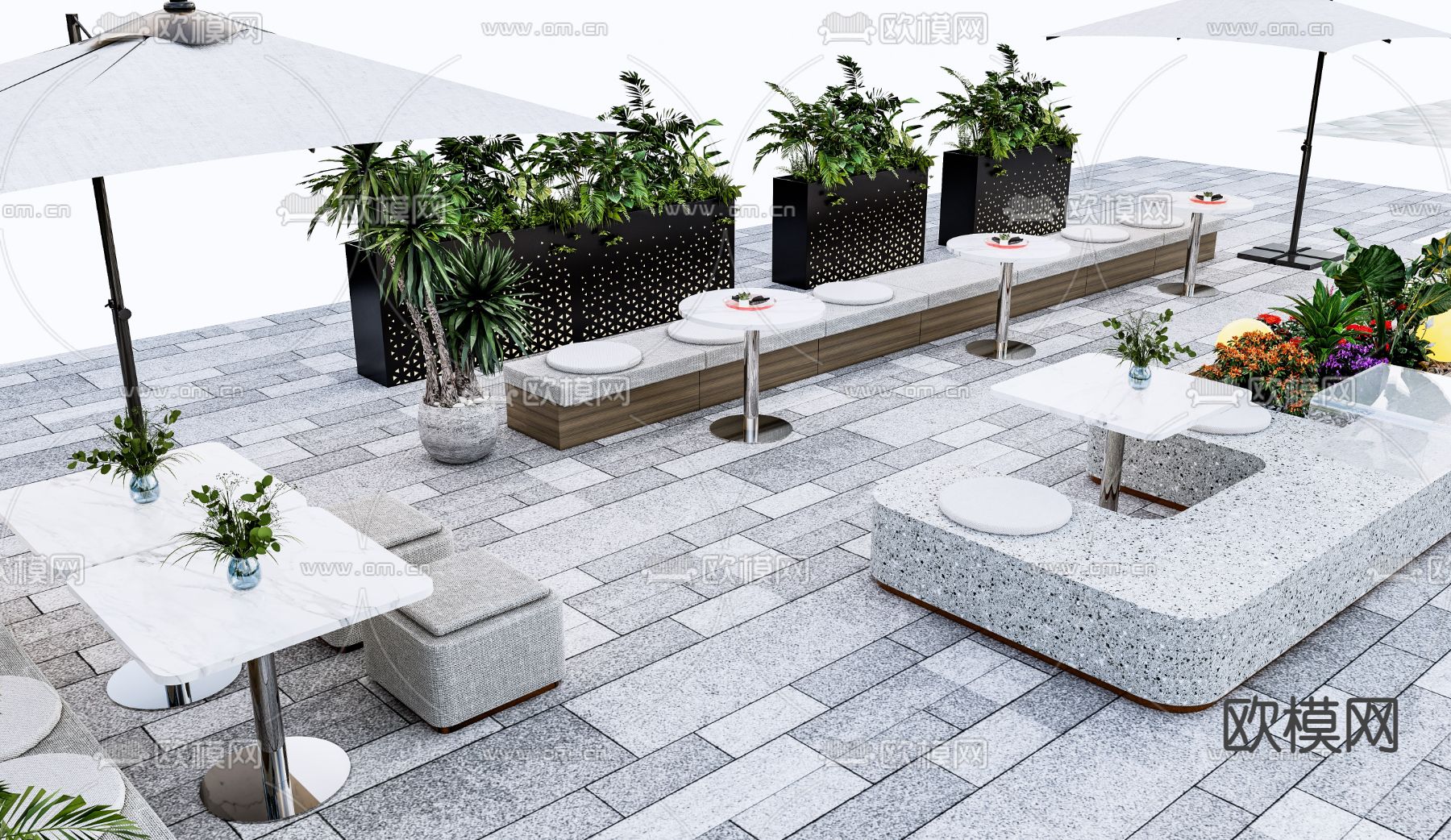 咖啡厅外摆su模型下载（渲染图2）
