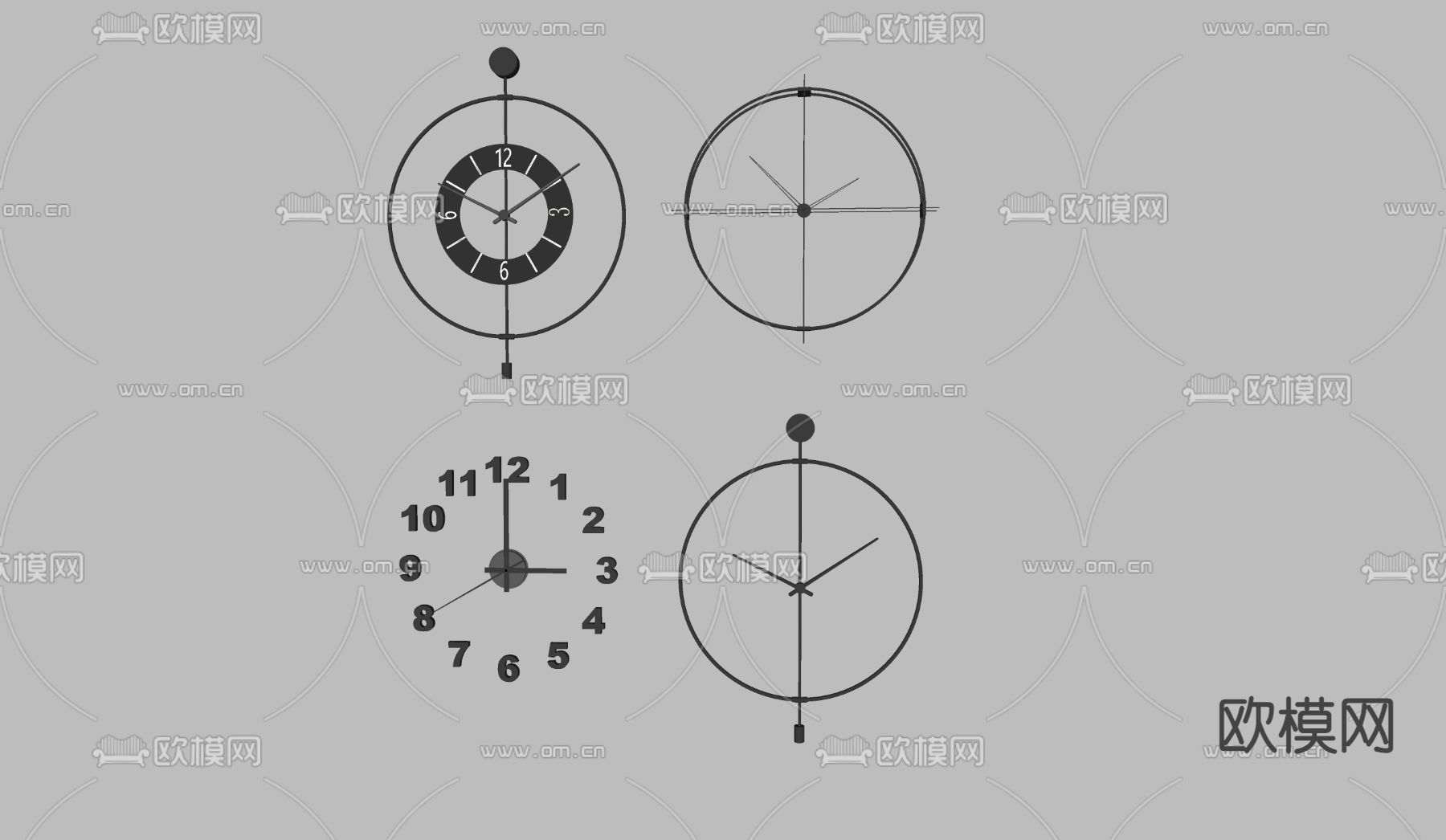 挂钟 墙饰 时钟su模型下载（渲染图2）